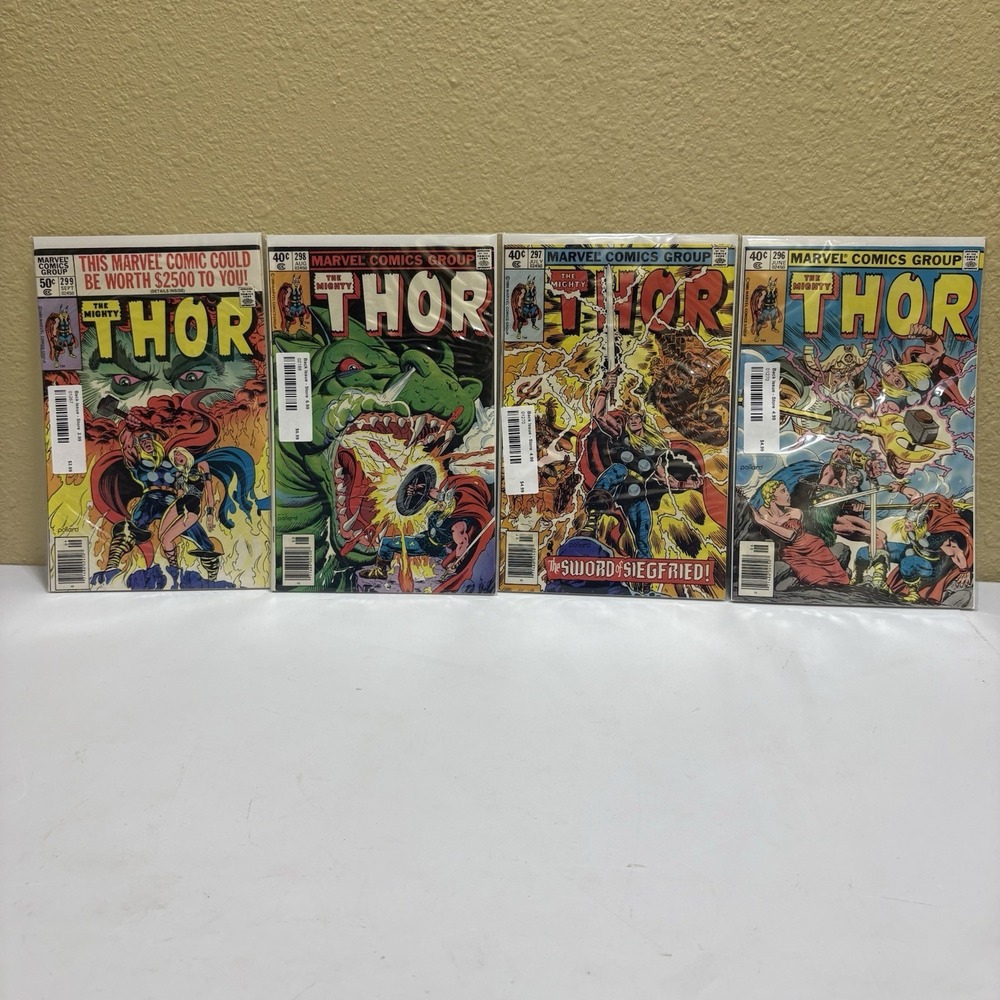 Thor #296 297 298 299 Marvel Comics 1980 Consecutive Lot Bronze Age Newsstand